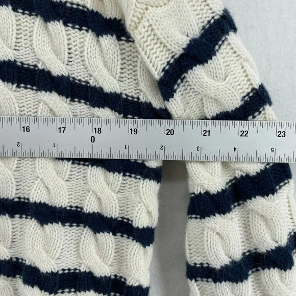 Pink Rose Sweater Women's Sz L White Cable-Knit Striped Cropped Regular Pullover - Picture 3 of 12